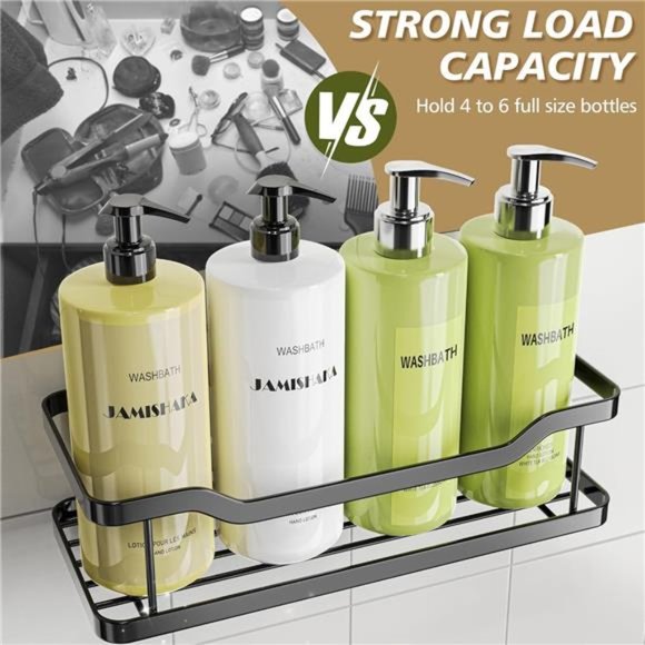 Shower Caddy, 2-Pack Adhesive Shower Organizer, No Drilling Rustproof - Picture 3 of 8